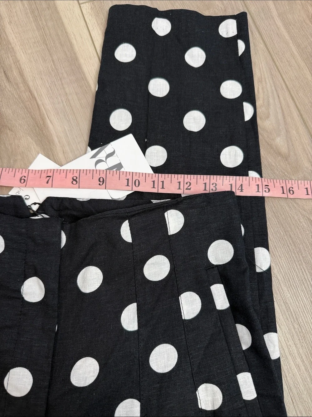 Zara high waisted linen blend polka dot tapered dress pants size medium